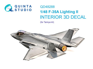 Quinta Studio QD48288 F-35A 3D-Printed &amp;amp; coloured Interior on decal paper (Tamiya) 1/48