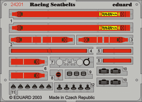 Eduard 24201 Sabelt 6 points Red Seatbelt 1/24