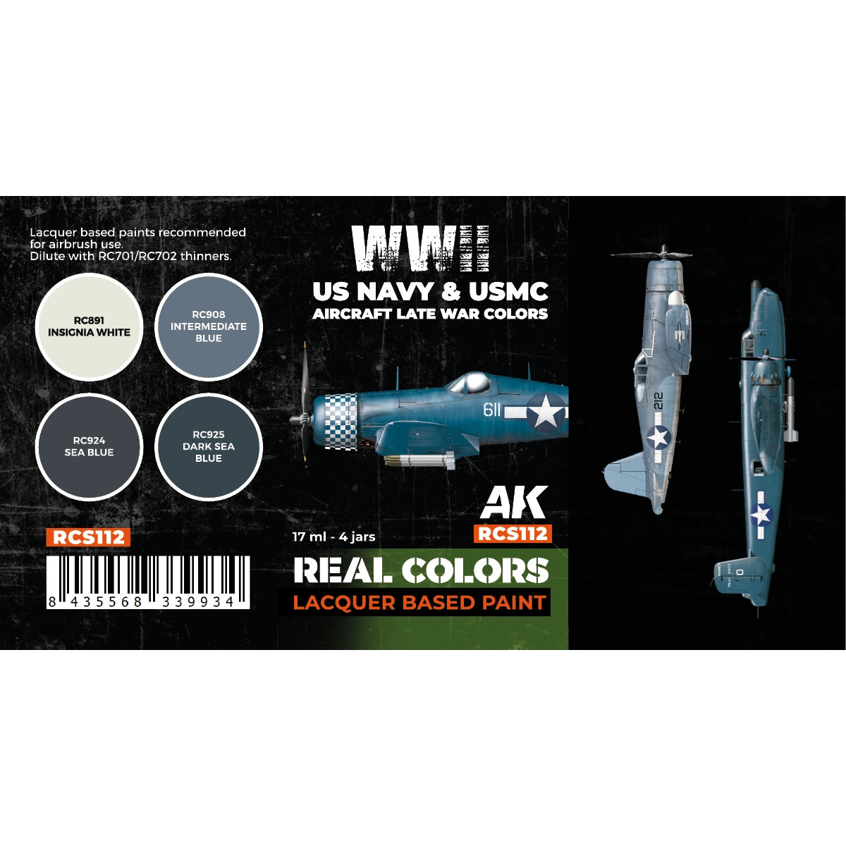 AK Interactive RCS112 WWII US Navy &amp;amp; USMC Aircraft Late War Colors 4x17ml – image 2