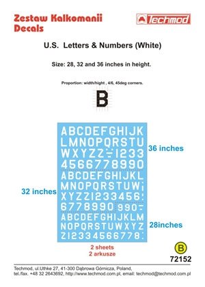 Techmod 72152 - US Letters & Numbers (White) 1/72