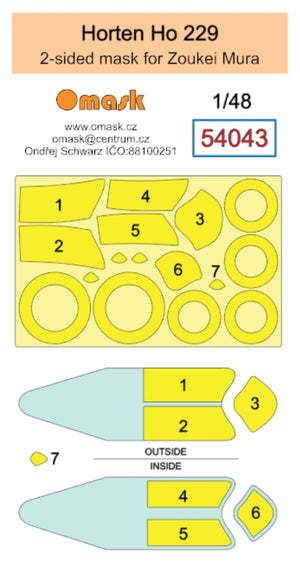 Omask 54043 Horten Ho 229 double-sided mask (for Zoukei Mura) 1/48 – imagen 2