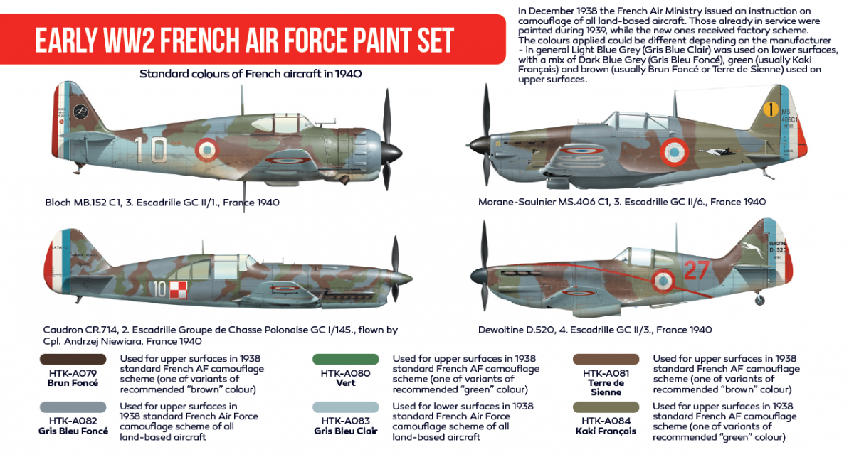 Hataka HTK-AS16 Early WW2 French Air Force paint set (6x17ml) – immagine 2