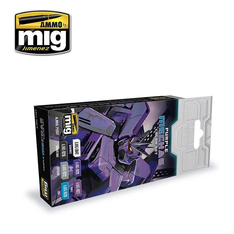 AMMO of Mig Jimenez 7157 PURPLE MECHAS COLOR SET 6x17ml – image 2