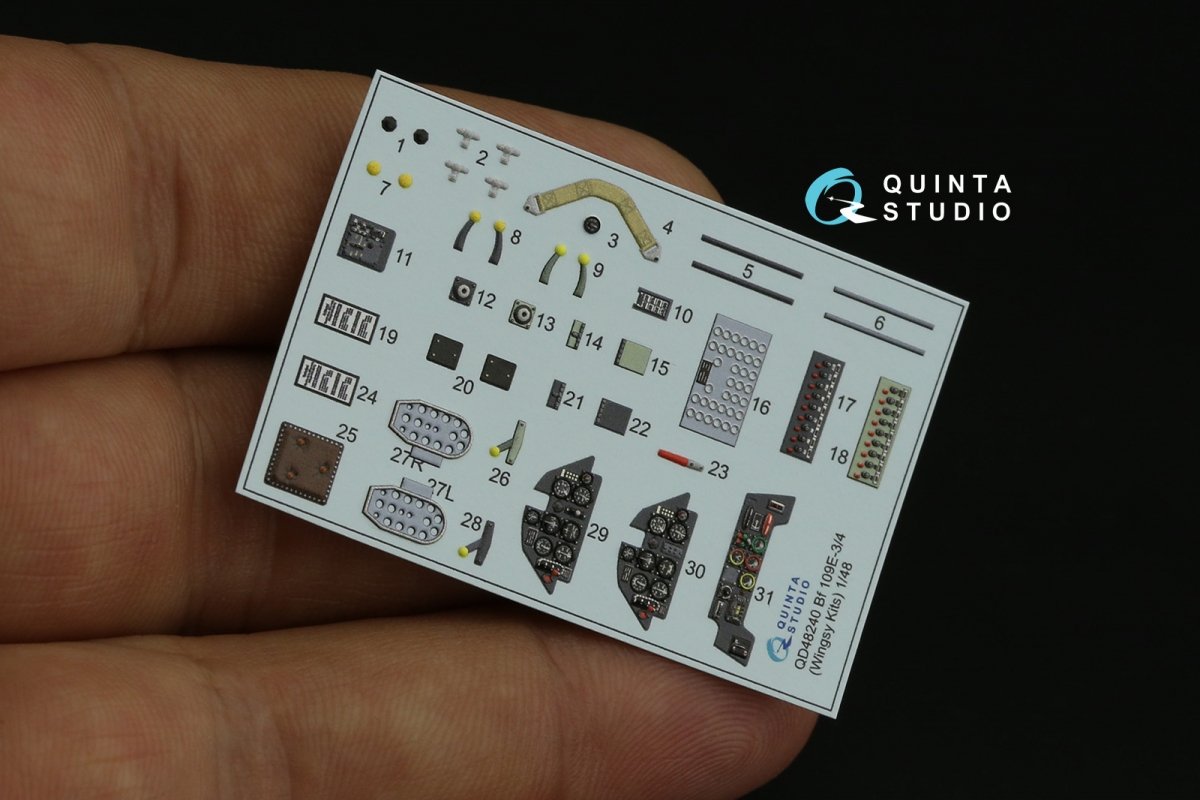 Quinta Studio QD48240 Bf 109E-3/4 3D-Printed &amp;amp; coloured Interior on decal paper ( Wingsy kits) 1/48 – Bild 9