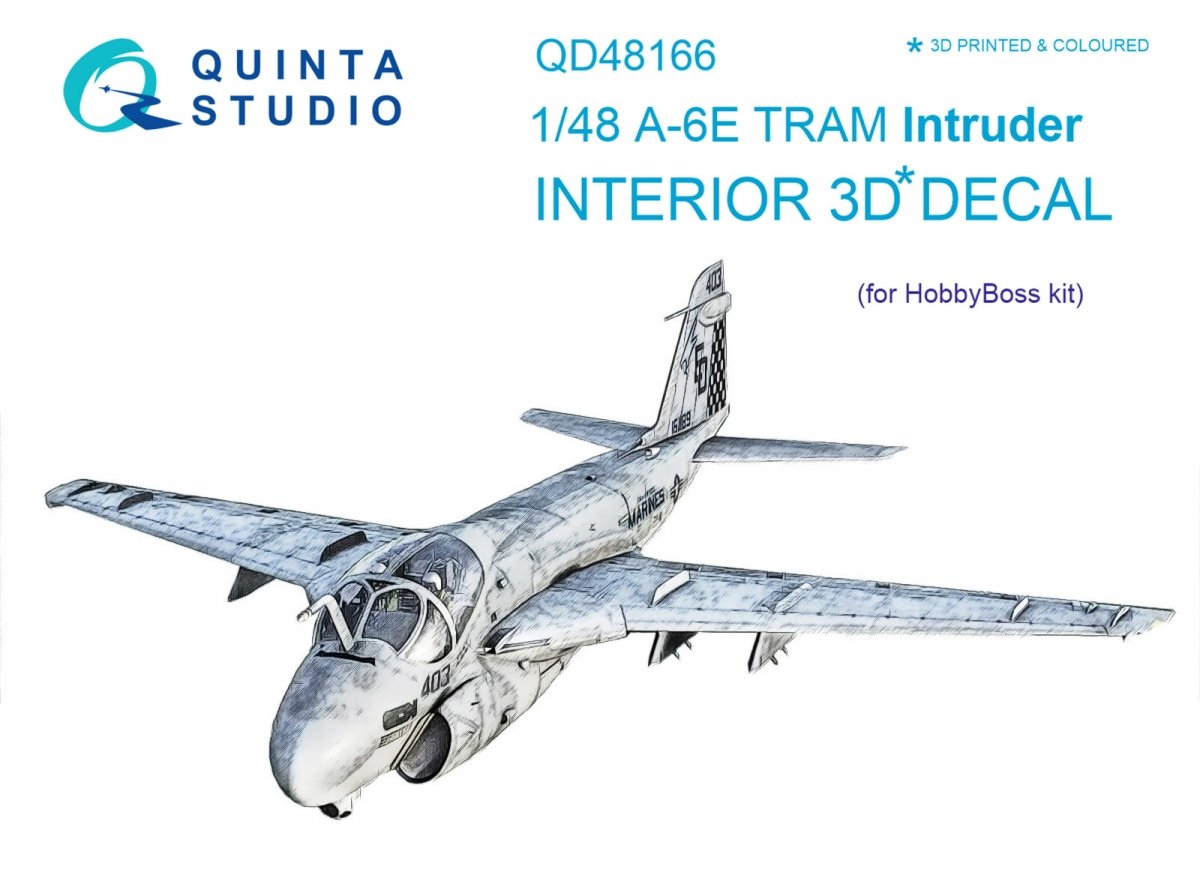 Quinta Studio QD48166 A-6E TRAM Intruder 3D-Printed &amp; colored Interior on decal paper (for HobbyBoss kit) 1/48