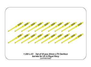 Aber 200L-03 Zestaw 20 luf 20 mm L/70 Oerlikon Mk.10 do okrętów US 1/200 – immagine 4