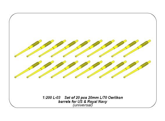 Aber 200L-03 Zestaw 20 luf 20 mm L/70 Oerlikon Mk.10 do okrętów US 1/200 – immagine 4