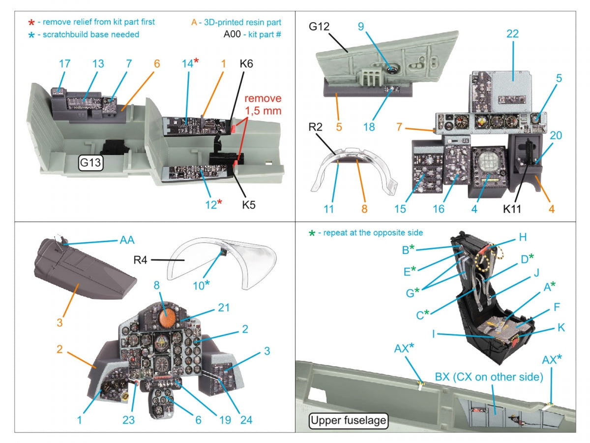 Quinta Studio QD+48485 F-4B Phantom II 3D-Printed &amp;amp; coloured Interior on decal paper (Academy) (with 3D-printed resin parts) 1/48 – imagen 3