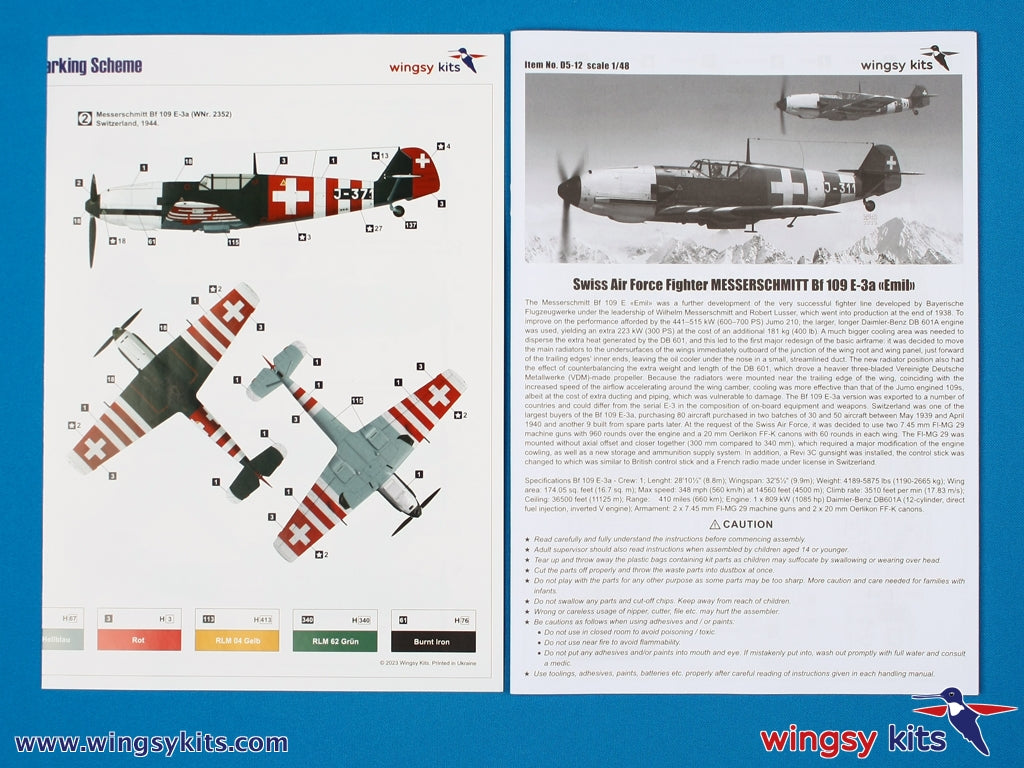 Wingsy Kits D5-12 Swiss Air Force Fighter MESSERSCHMITT Bf 109 E-3a 1/48 – immagine 13