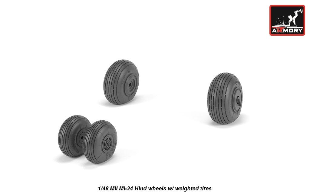 Armory Models AW48031 Mil Mi-24 Hind wheels w/ weighted tires 1/48 – Bild 2