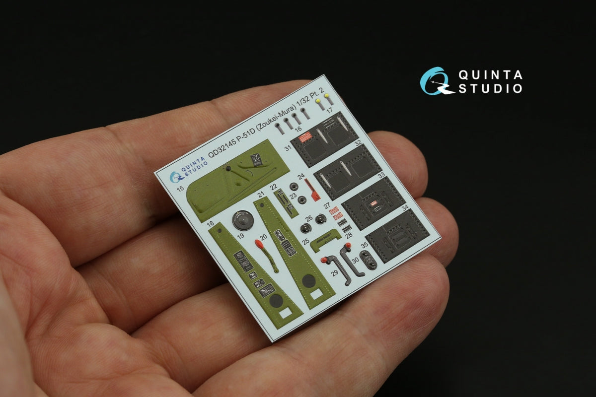 Quinta Studio QD32145 P-51D Mustang 3D-Printed &amp;amp; coloured Interior on decal paper (Zoukei-Mura SWS) 1/32 – immagine 7