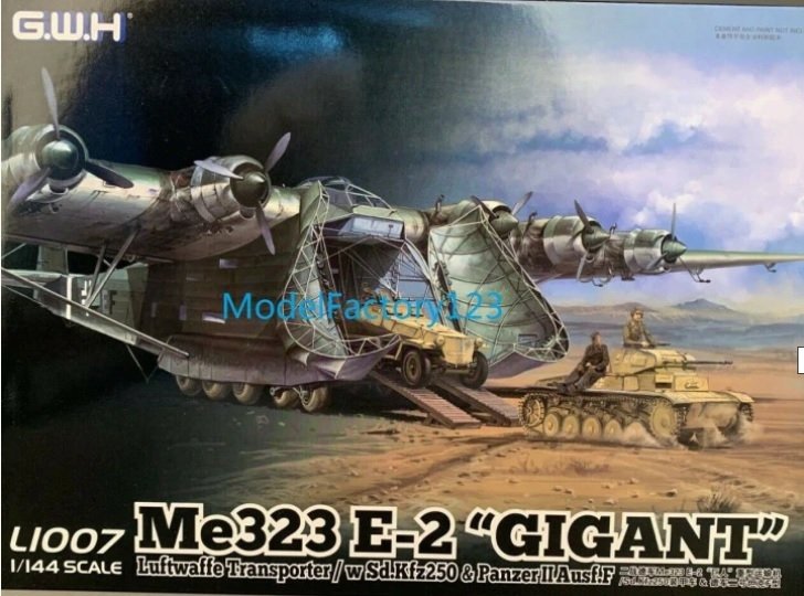 Great Wall Hobby L1007 Me323 E-2 "Gigant" Luftwaffe Transporter / w Sd.Kfz250 & PanzerIIAusfF 1/144