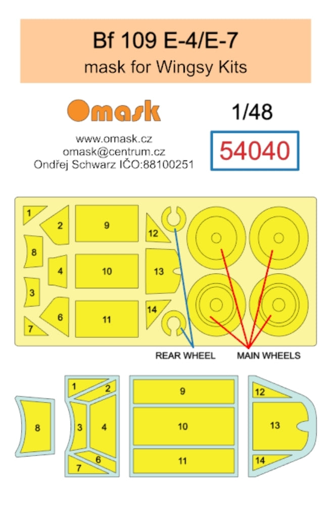 Omask 54040 Bf 109 E-4 / E-7 mask (for Wingsy Kits) 1/48 – zdjęcie 2