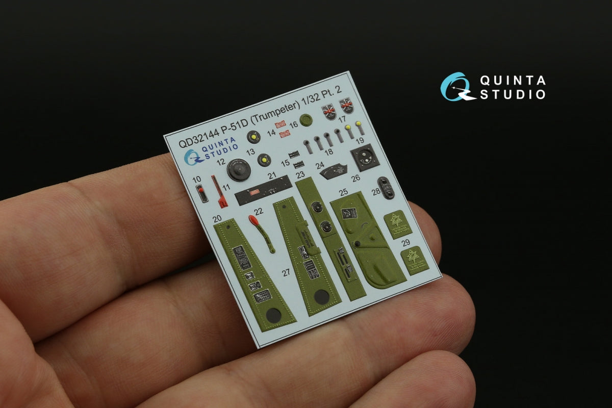 Quinta Studio QD32144 P-51D Mustang 3D-Printed &amp;amp; coloured Interior on decal paper (Trumpeter) 1/32 – immagine 4
