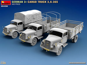 Miniart 35456 GERMAN 3T CARGO TRUCK 3,6-36S MID PROD 1/35 – immagine 4