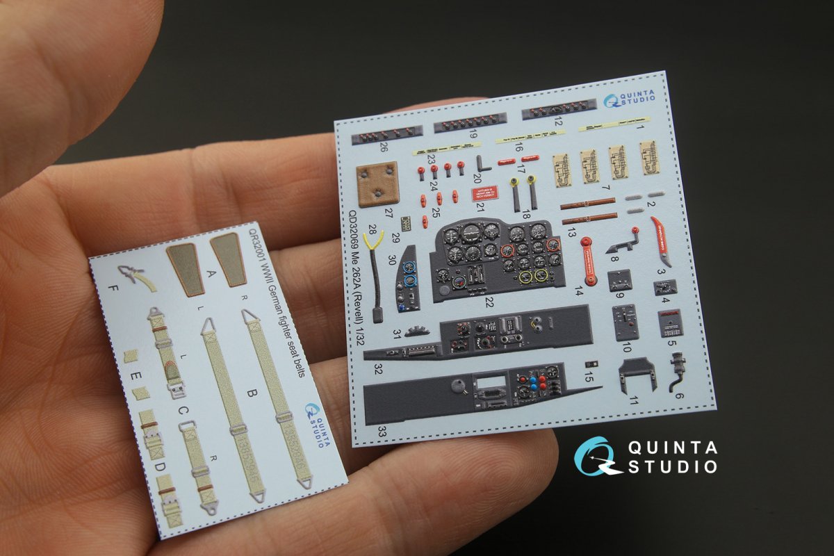 Quinta Studio QD32069 Me 262A 3D-Printed &amp;amp; coloured Interior on decal paper (Revell) 1/32 – zdjęcie 7