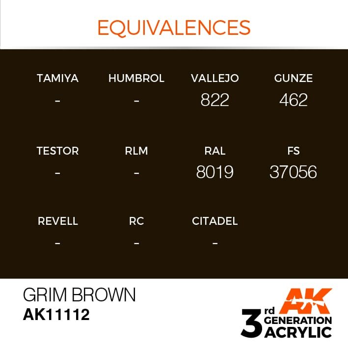 AK Interactive AK11112 GRIM BROWN – STANDARD 17 ml – image 2