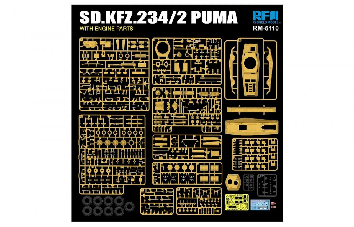 Rye Field Model 5110 Sd.Kfz.234/2 Puma with engine parts 1/35 – immagine 2