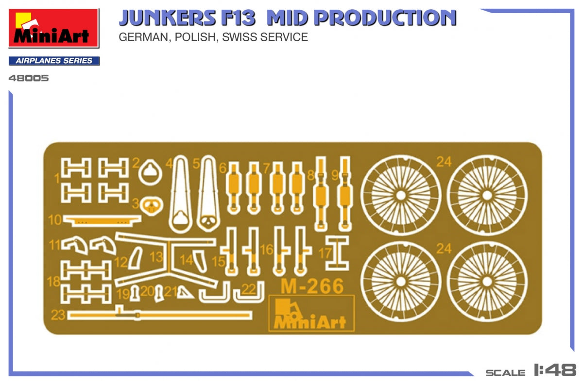 MiniArt 48005 Junkers F13. Mid Prod. German, Polish, Swiss Service 1/48 – immagine 3