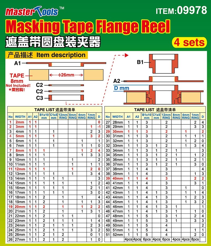 Trumpeter 09978 Masking Tape Flauge Reel - 4 sets – immagine 4