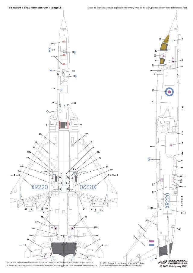 HobbyDecal ST48029V1 BAC TSR.2 Stencils ver 1 1/48 – imagen 3