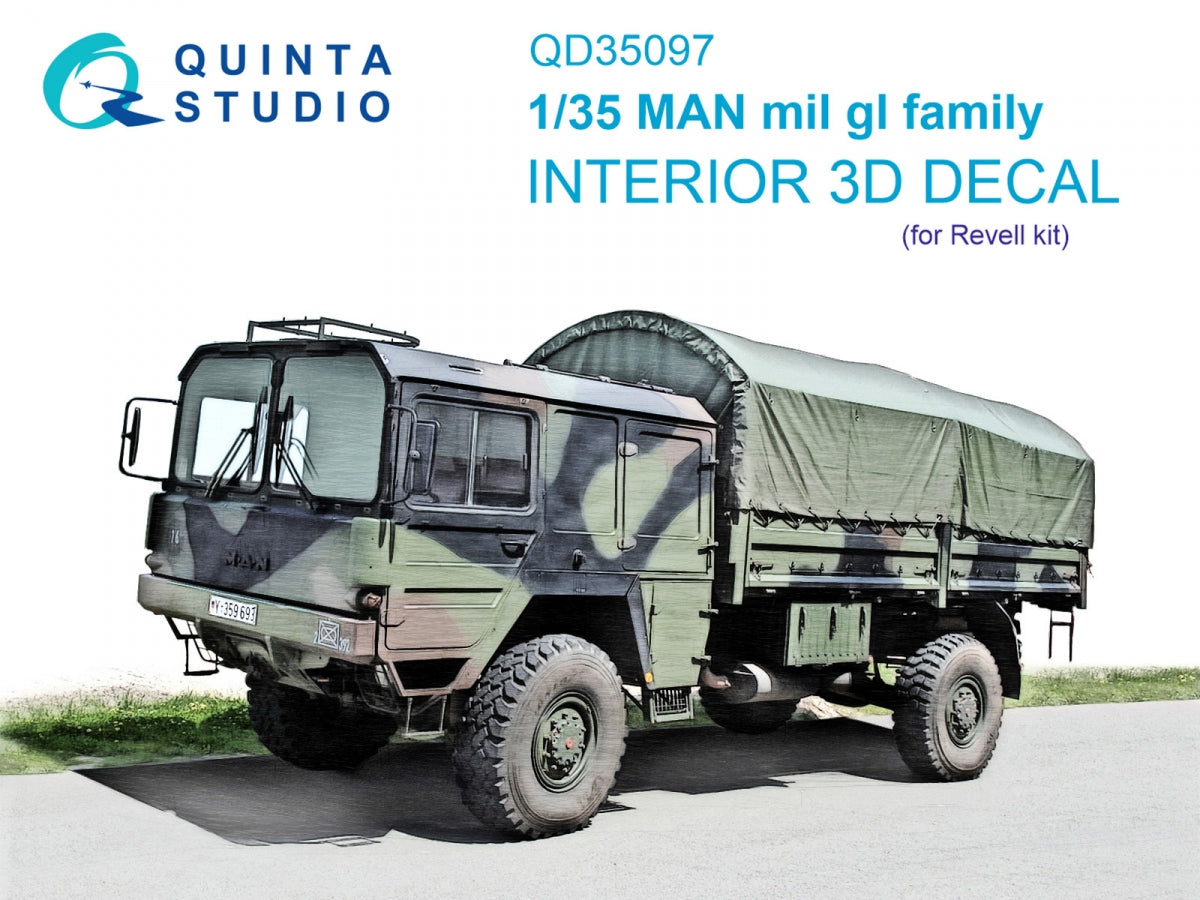 Quinta Studio QD35097 MAN mil gl family 3D-Printed &amp; colored Interior on decal paper (Revell) 1/35