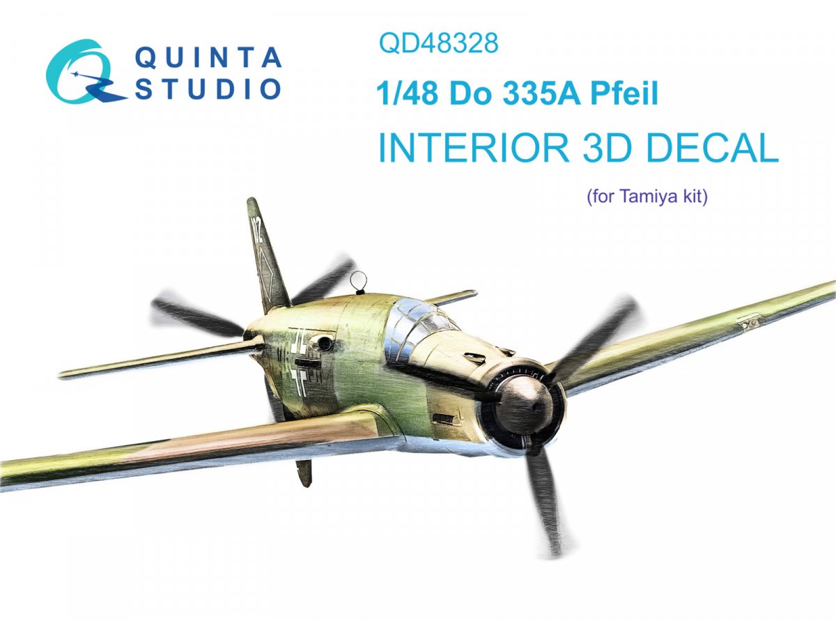 Quinta Studio QD48328 Do 335A Pfeil 3D-Printed &amp; colored Interior on decal paper (Tamiya) 1/48