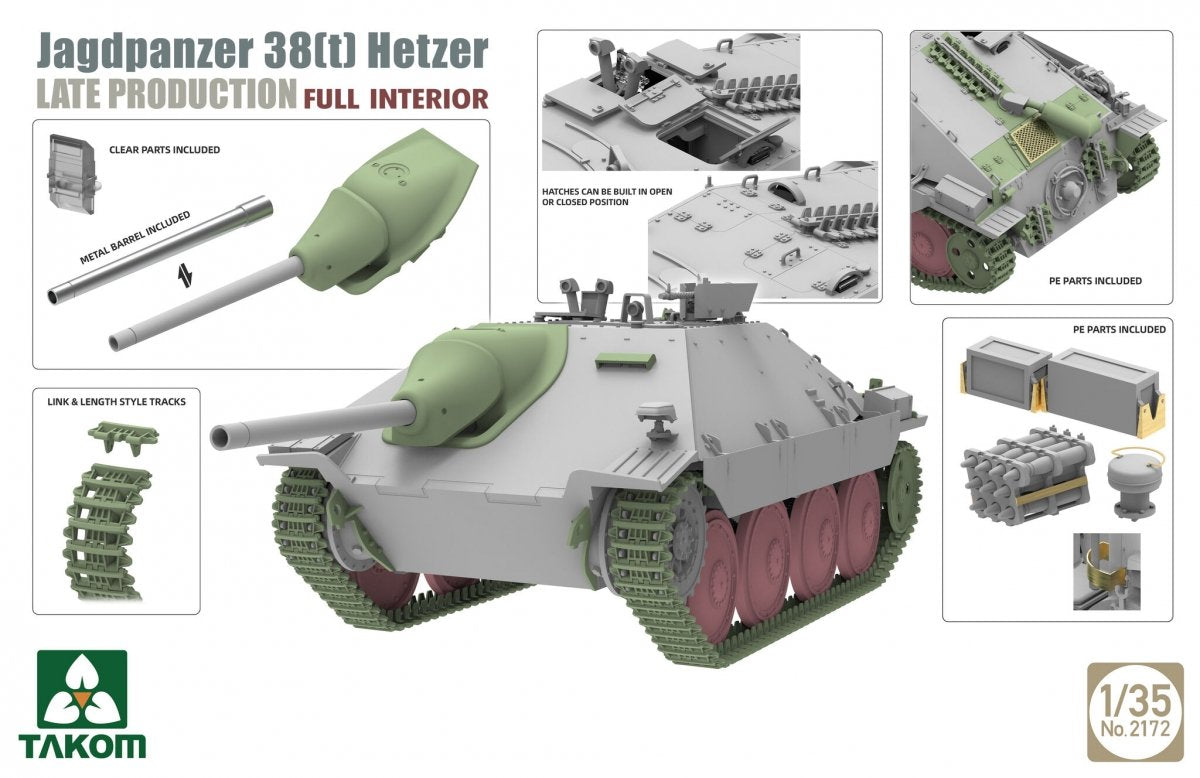 Takom 2172 Jagdpanzer 38(t) Hetzer Late Production Full Interior 1/35 – immagine 3