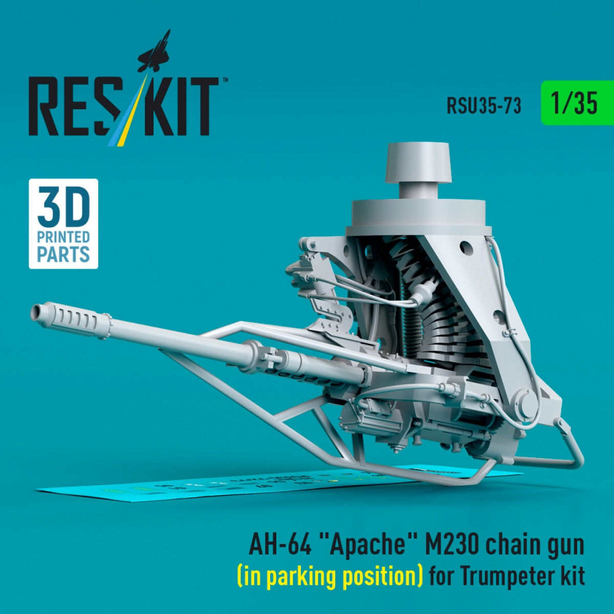 RESKIT RSU35-0073 AH-64 &amp;quot;Apache&amp;quot; M230 chain gun (in parking position) for Trumpeter kit (3D Printed) 1/35 – immagine 2