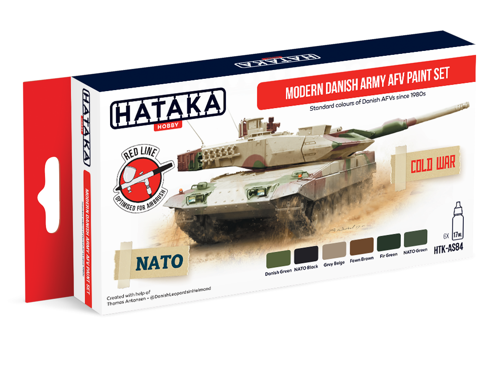 Kit de peinture Hataka HTK-AS84 pour véhicules blindés de combat de l'armée danoise moderne (6 x 17 ml)