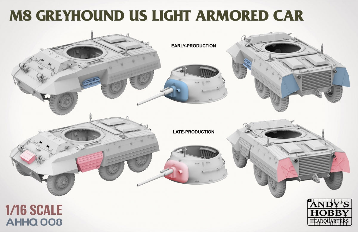 Andy&amp;#39;s Hobby Headquarters AHHQ-008 M8 Greyhound US light Armored Car 1/16 – immagine 3