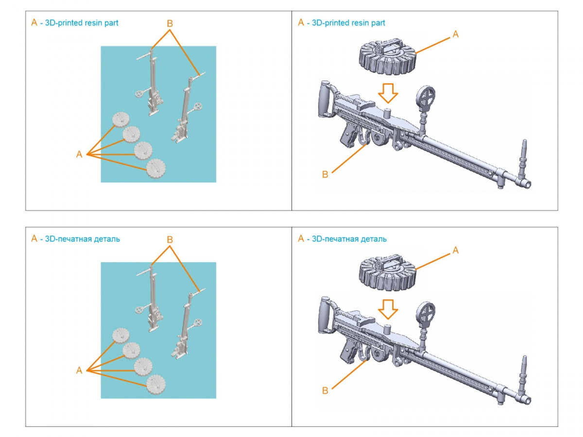 Quinta Studio QT48153 Type 92 Machine Gun, 2 pcs (for all kits) 1/48