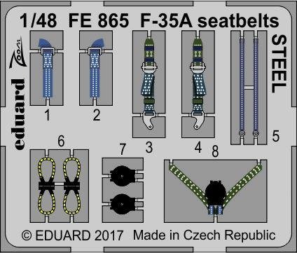 Ceintures de sécurité Eduard FE865 F-35A en acier, échelle 1/48, MENG