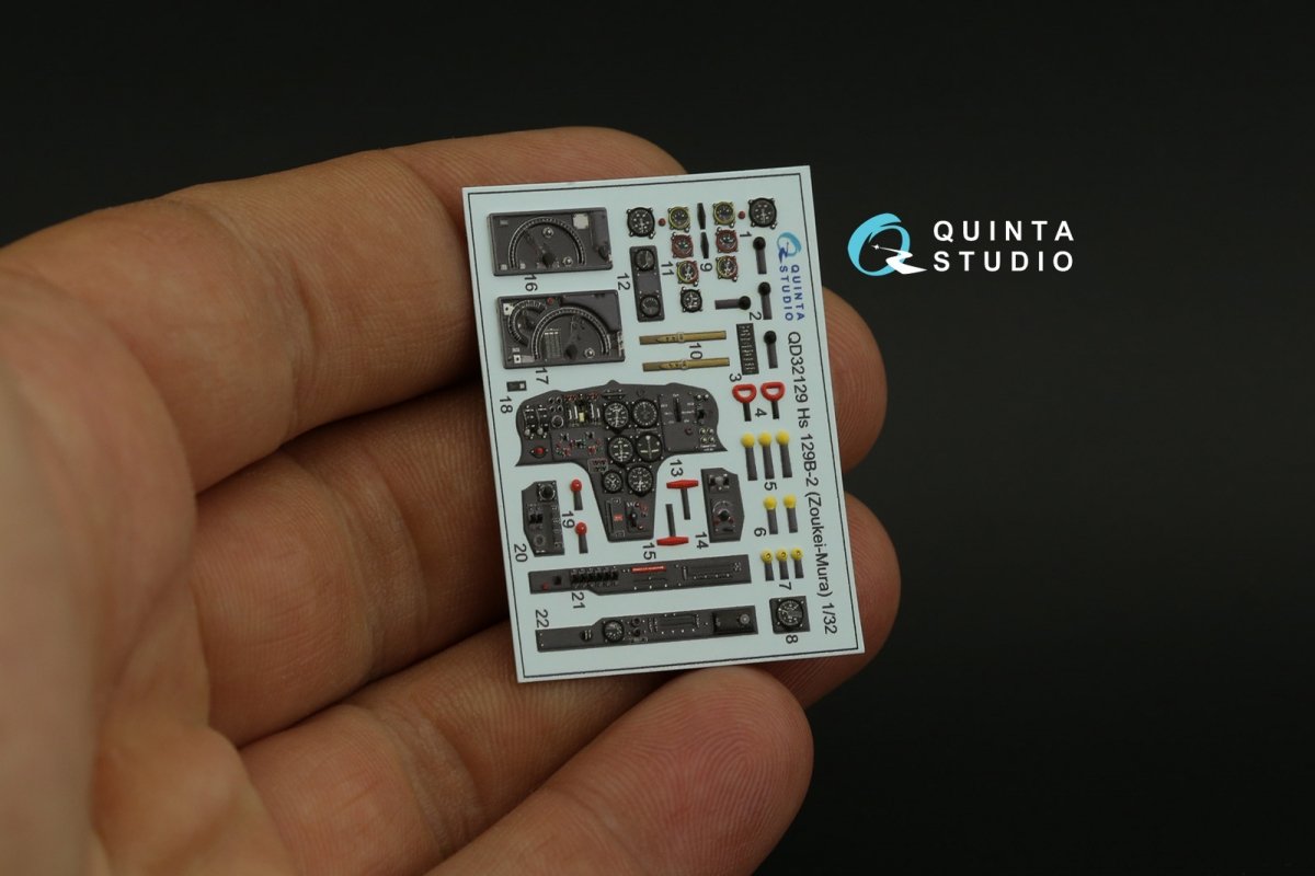 Quinta Studio QD32129 Hs 129B-2 3D-Printed &amp;amp; coloured Interior on decal paper ( Zoukei-Mura ) 1/32 – immagine 7
