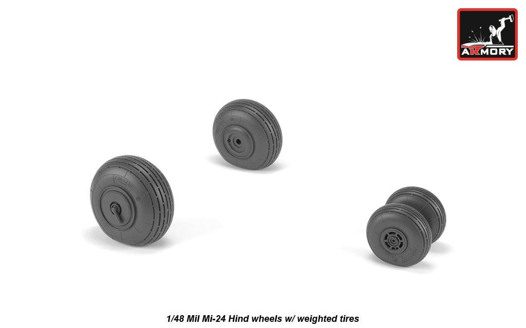 Armory Models AW48031 Mil Mi-24 Hind wheels w/ weighted tires 1/48