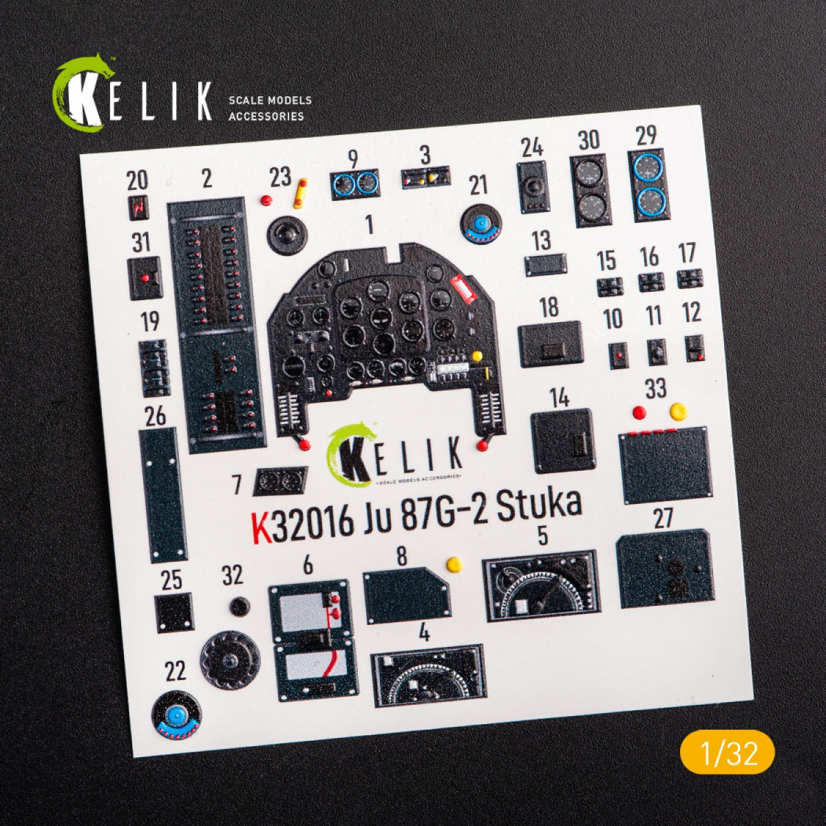 KELIK K32016 JUNKERS JU 87 D/G STUKA - INTERIOR 3D DECAL FOR TRUMPETER KIT 1/32 – immagine 3
