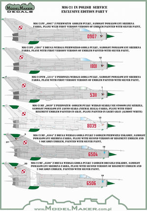 ModelMaker Decals D48154 MiG-21 in Polish service exclusive edition part V 1/48