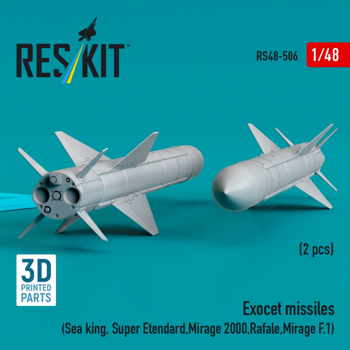 RESKIT RS48-0506 Exocet missiles (2 pcs) (3D Printed) 1/48 – zdjęcie 2