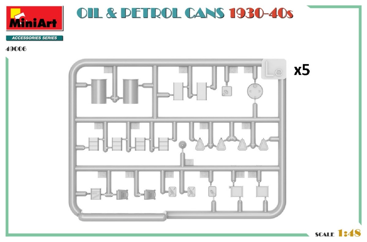 MiniArt 49006 OIL &amp;amp; PETROL CANS 1930-40s 1/48 – immagine 3