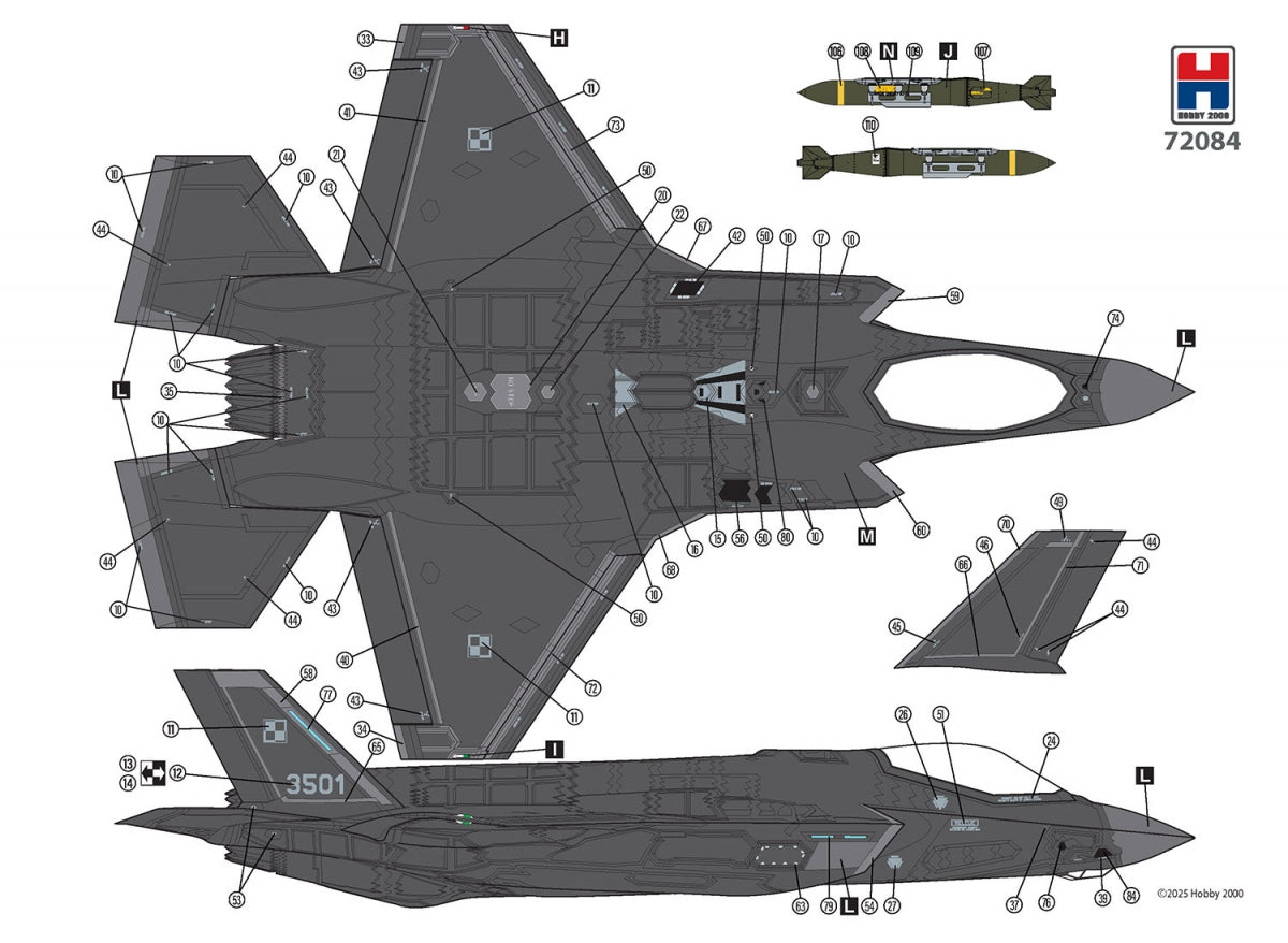 Hobby 2000 72084 F-35A "Husarz" Polish Air Force ( Academy + Cartograf + Maski ) 1/72