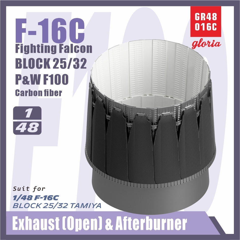 Gloria GR48016C F-16C F110-PW Carbon Fiber Exhaust Nozzle &amp;amp; Afterburner OPEN TAMIYA 1/48