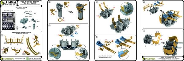 Master SM-350-095 USN 40 mm/56 Bofors quadruple mount ver.3 / with Mk-51 director - (resin, PE and turned parts) - (6pcs) 1/350 – imagen 8