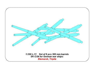 Aber 350L-11 Ensemble de 8 canons de 380 mm pour navires allemands : Bismarck, Tirpitz (1/350) – image 4