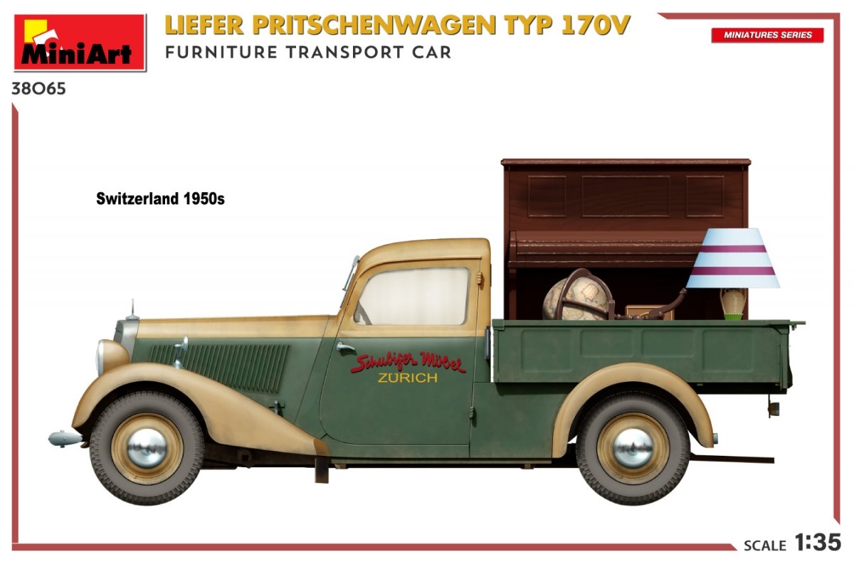MiniArt 38065 LIEFER PRITSCHENWAGEN TYP 170V. FURNITURE TRANSPORT CAR 1/35 – immagine 11