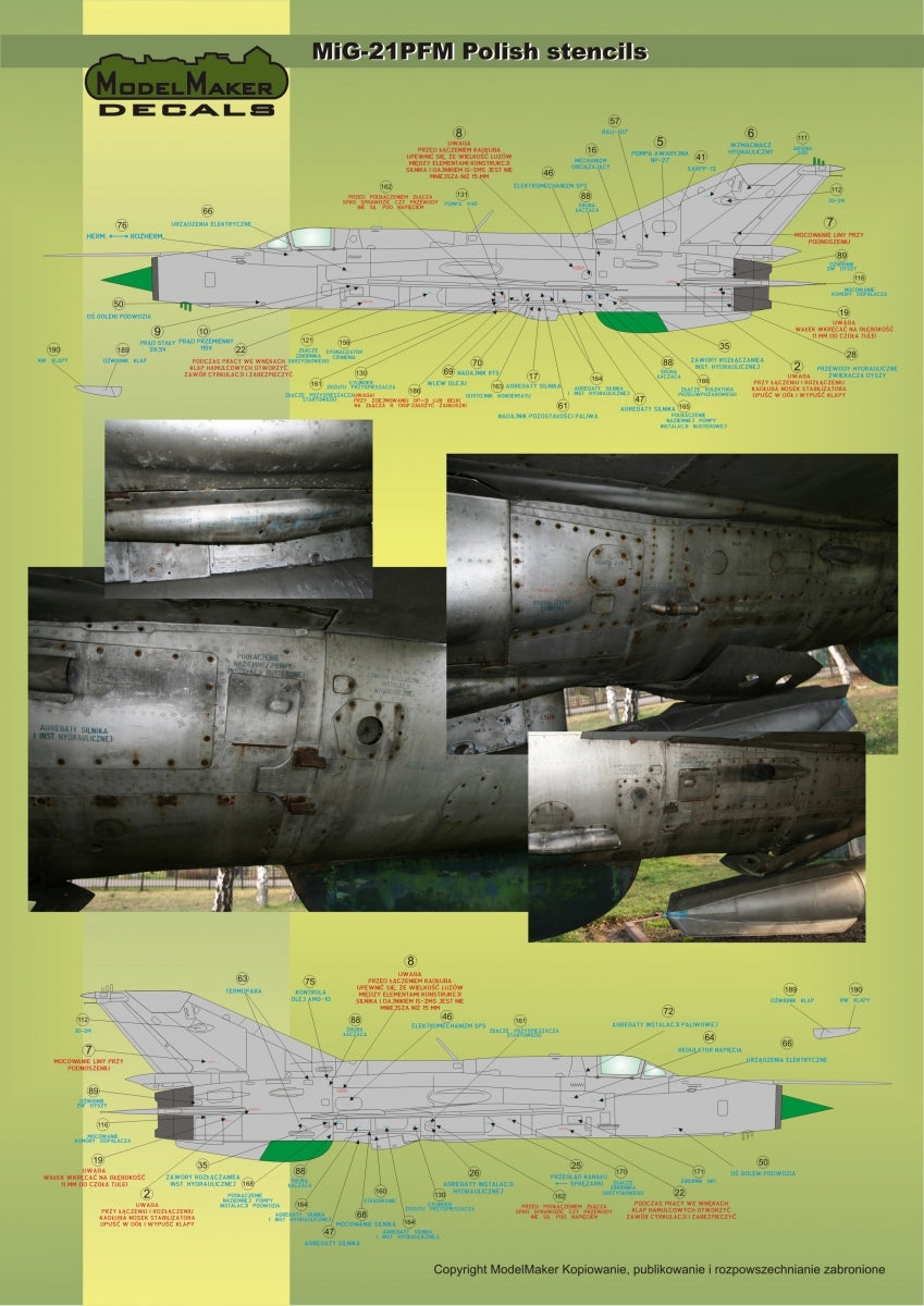 ModelMaker Decals D48020 MiG-21PFM/M/MF/bis/UM Polish stencils 1/48 – image 8