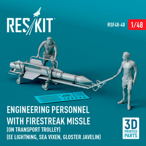 RESKIT RSF48-0048 Personnel du génie avec missile Firestreak (sur chariot de transport) (EE Lightning, Sea Vixen, Gloster Javelin) (Impression 3D) 1/48