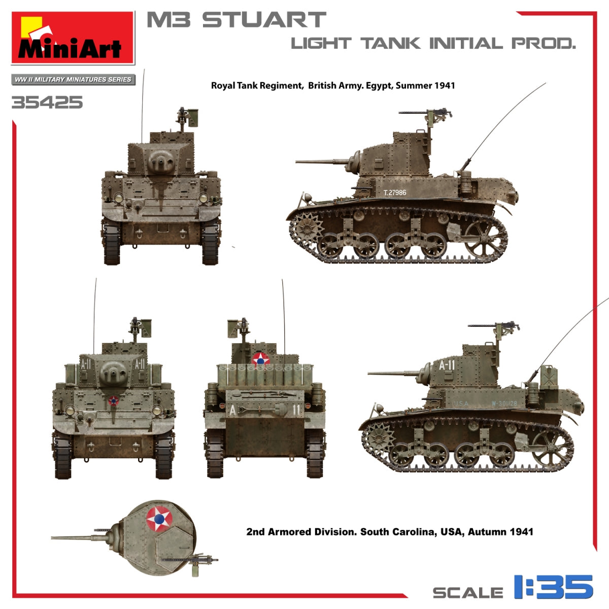 MiniArt 35425 M3 STUART LIGHT TANK, INITIAL PROD 1/35 – imagen 7