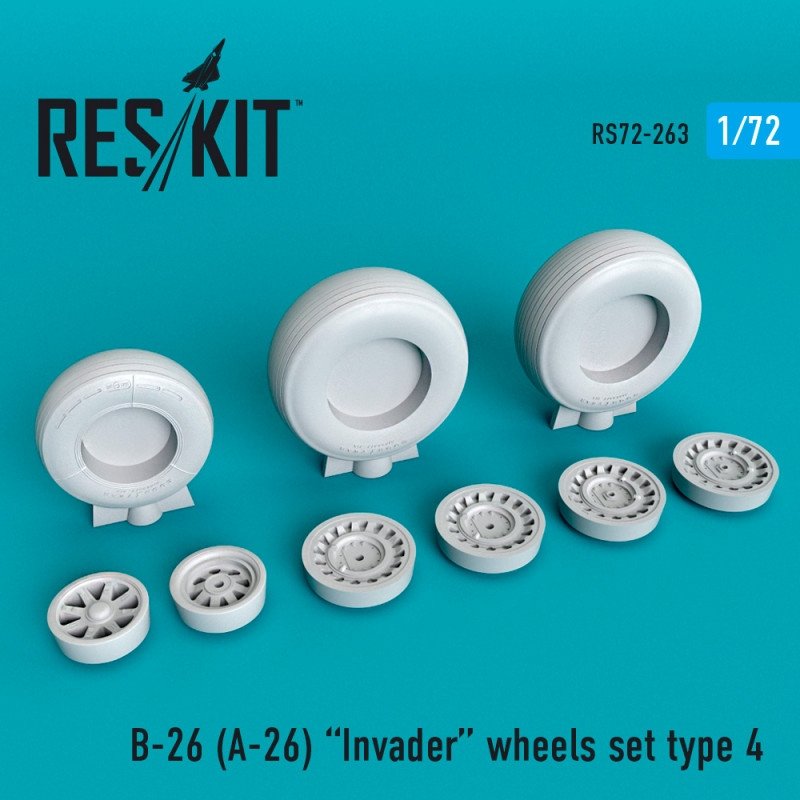 RESKIT RS72-0263 B-26 (A-26) Jeu de roues Invader type 4 1/72 