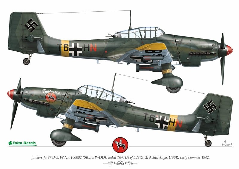 Exito ED48004 DECALS Luftwaffe Ground Attackers vol.1 - Ju 87 D-3, Hs 129, Fw 190F-8 1/48 – imagen 3