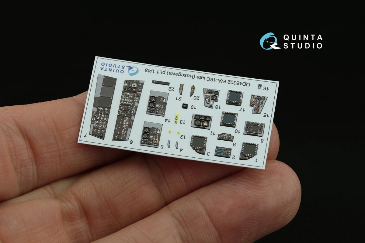Quinta Studio QDS-48302 F/A-18C late 3D-Printed &amp;amp; coloured Interior on decal paper (Hasegawa) (Small version) 1/48 – Bild 4